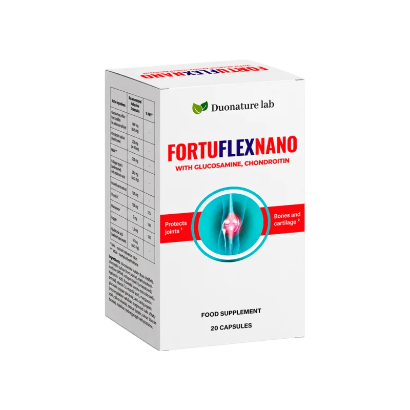FortuflexNano doboz oldala — összetevők és ajánlott napi adag
